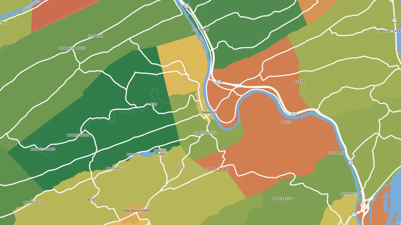 Newport, PA Map of Drug-Related Crime Rates