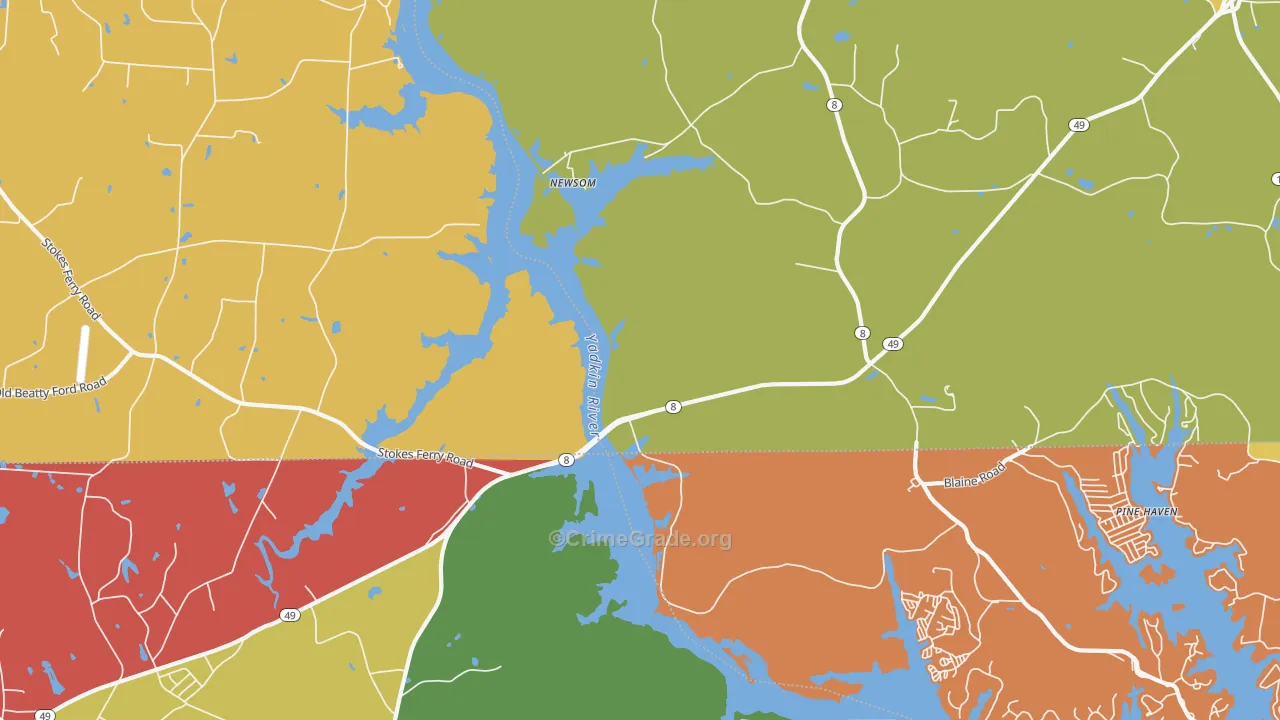 Newsom, NC Map of Drug-Related Crime Rates