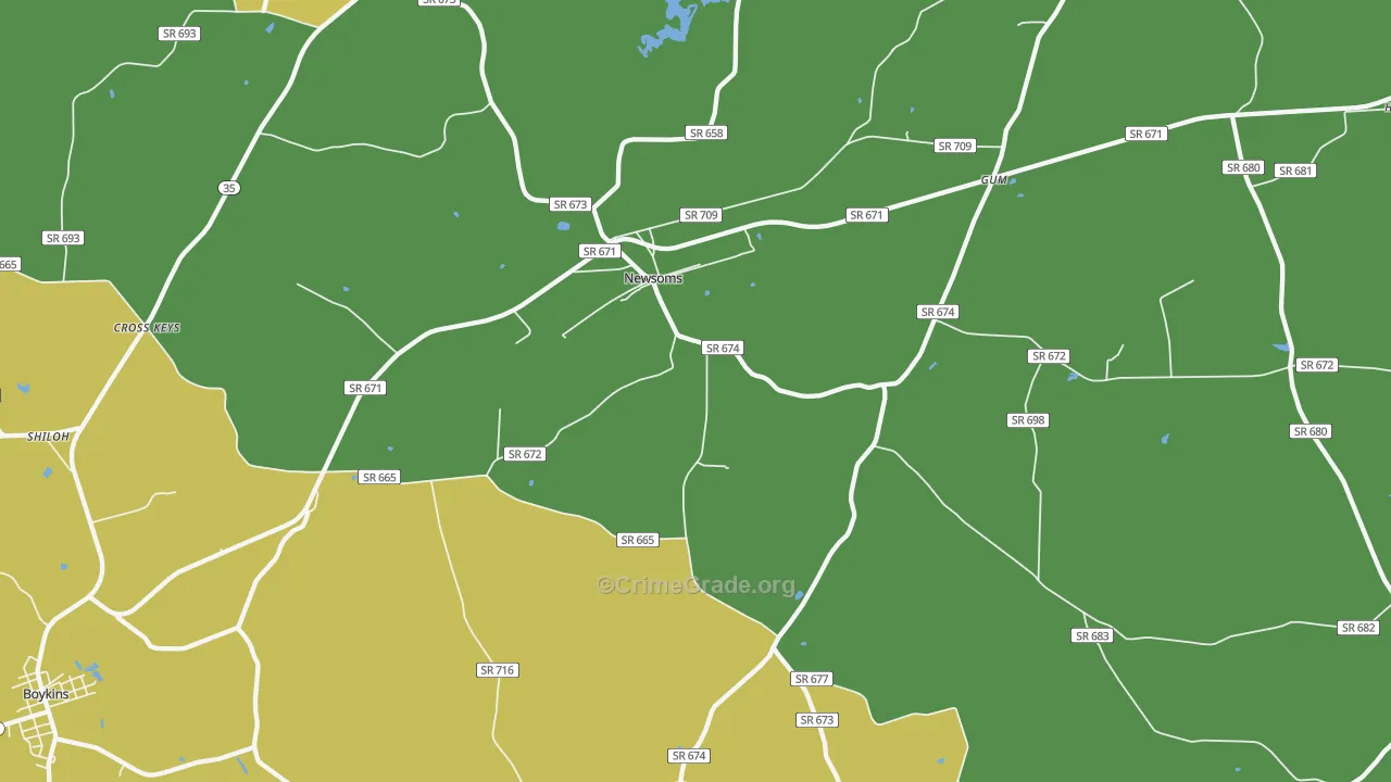 Newsoms, VA Map of Drug-Related Crime Rates