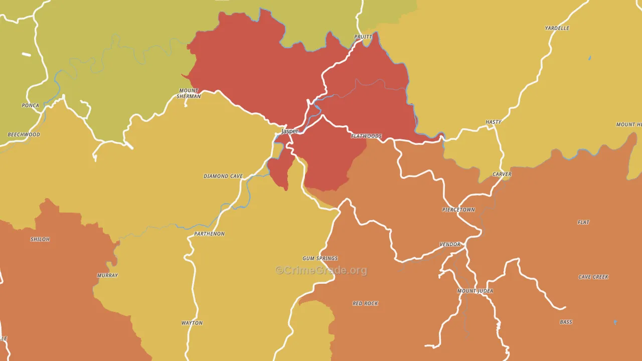 Newton County, AR Map of Drug-Related Crime Rates