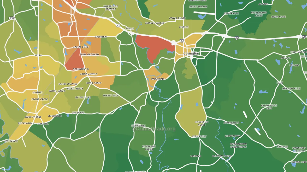 Newton County, GA Map of Drug-Related Crime Rates