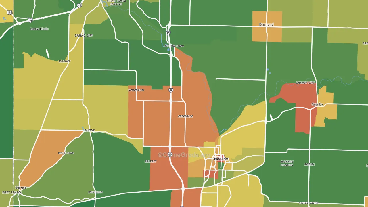 Newton County, MO Map of Drug-Related Crime Rates