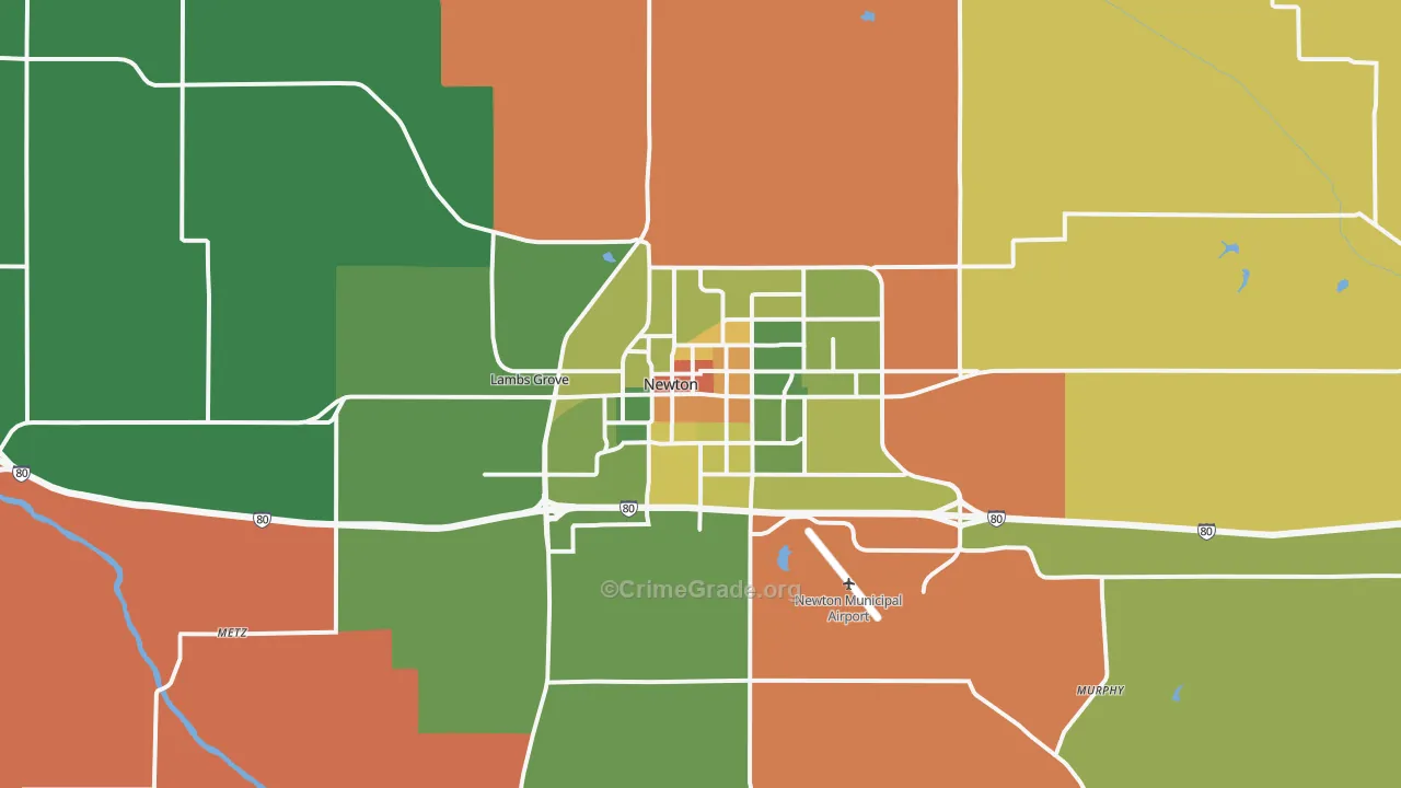 Newton, IA Map of Drug-Related Crime Rates