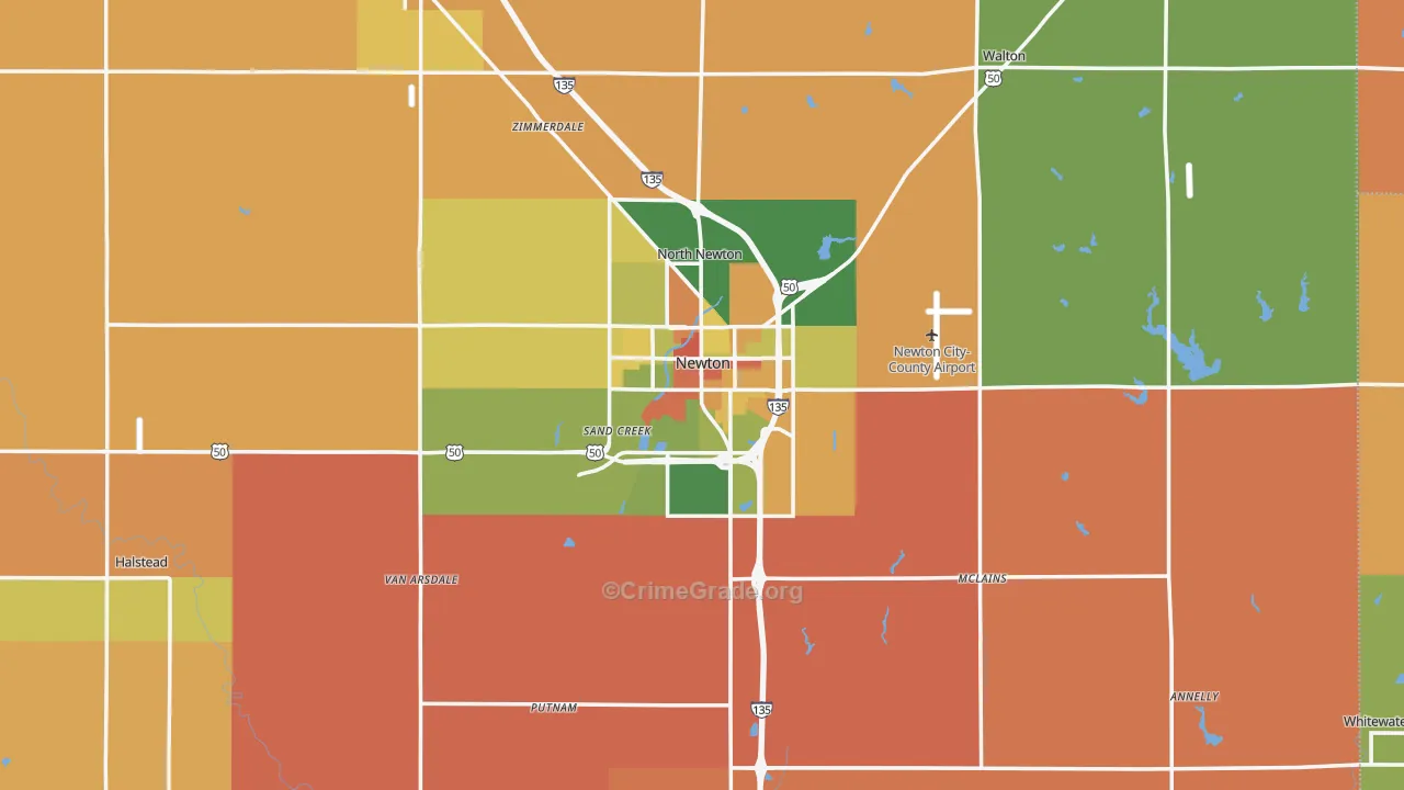 Newton, KS Map of Drug-Related Crime Rates