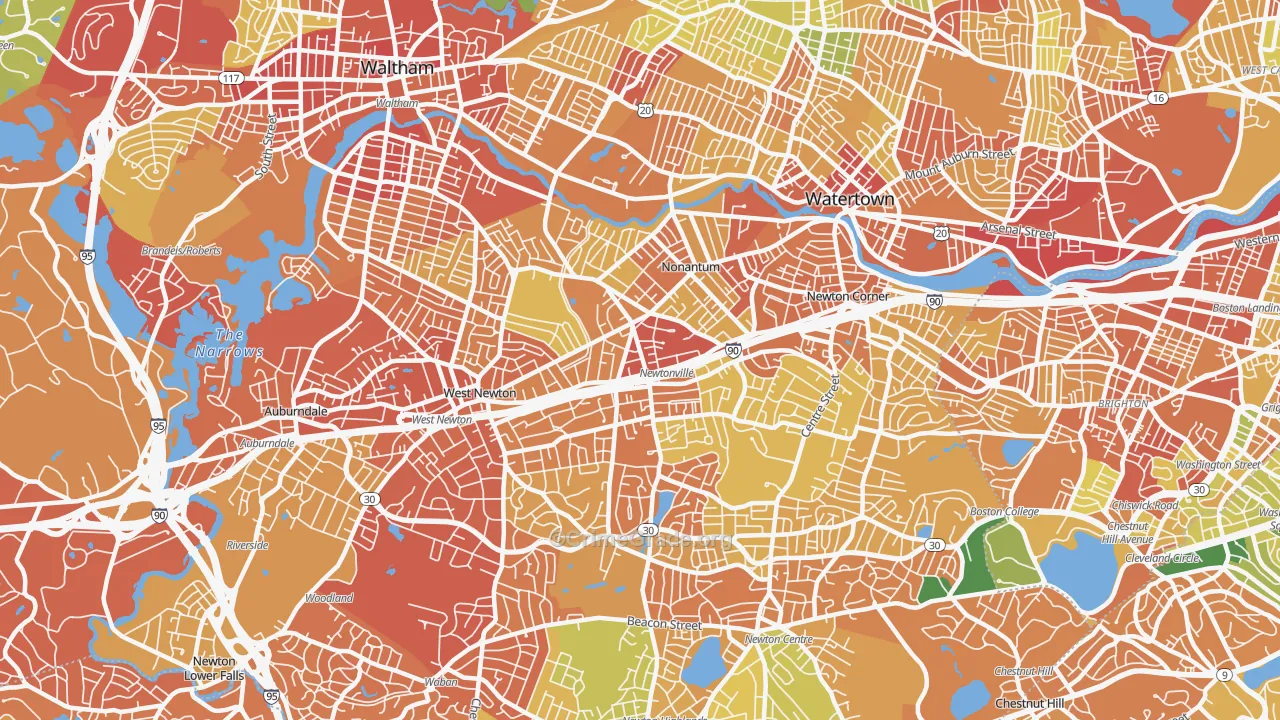 Newton, MA Map of Drug-Related Crime Rates