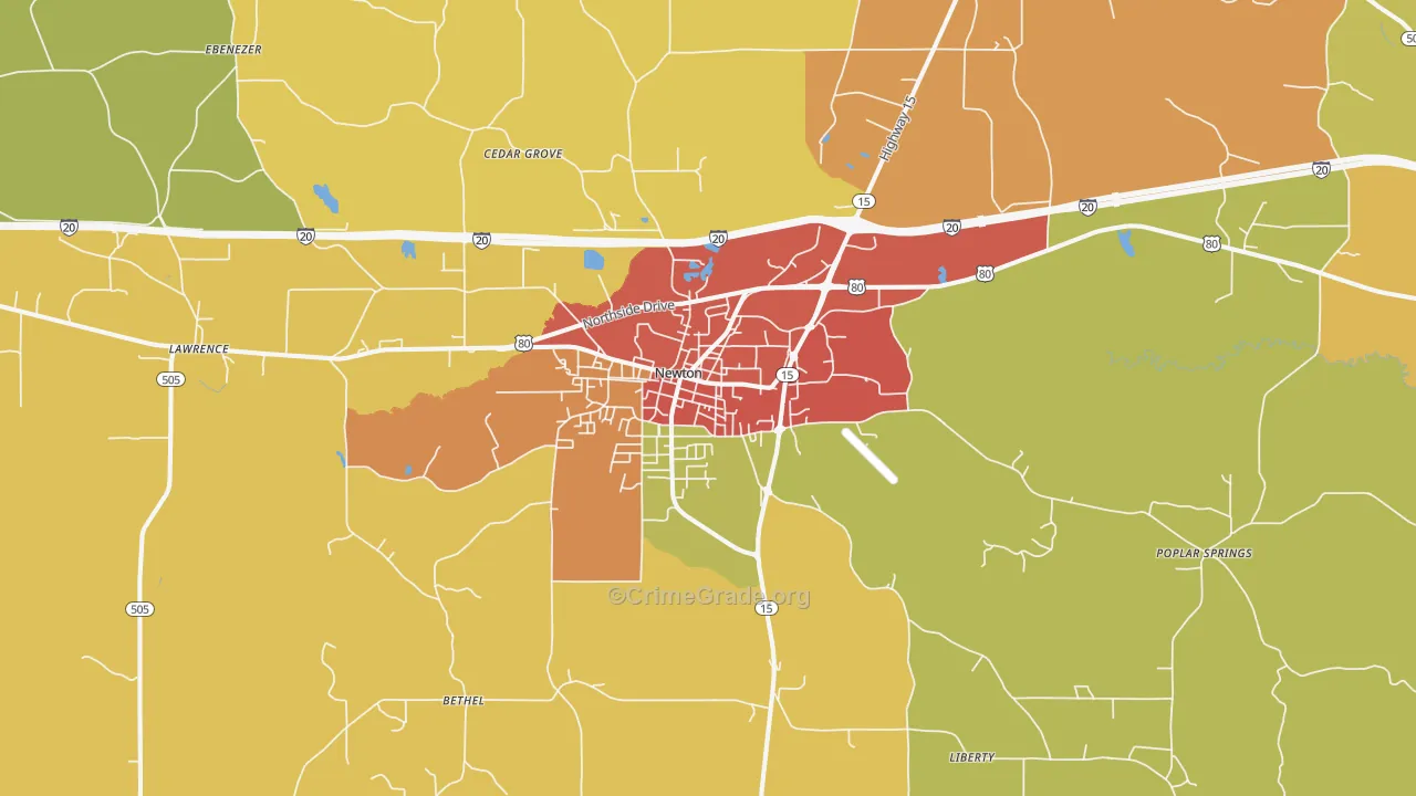 Newton, MS Map of Drug-Related Crime Rates