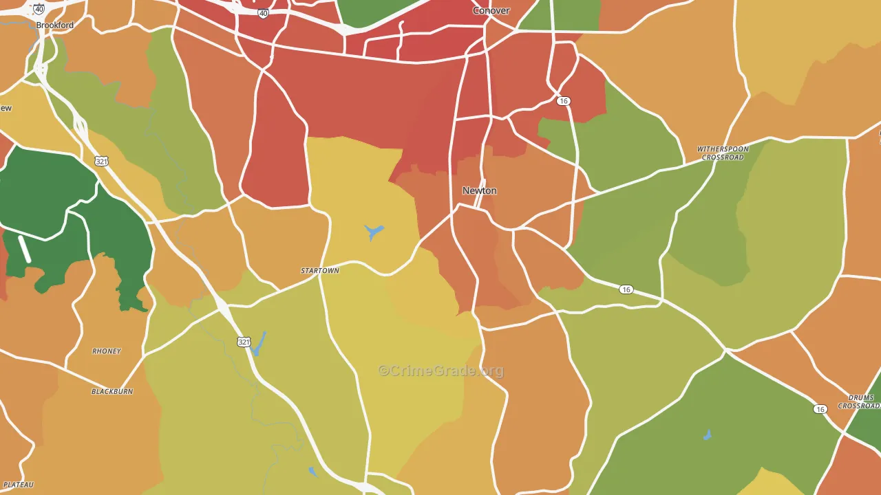 Newton, NC Map of Drug-Related Crime Rates