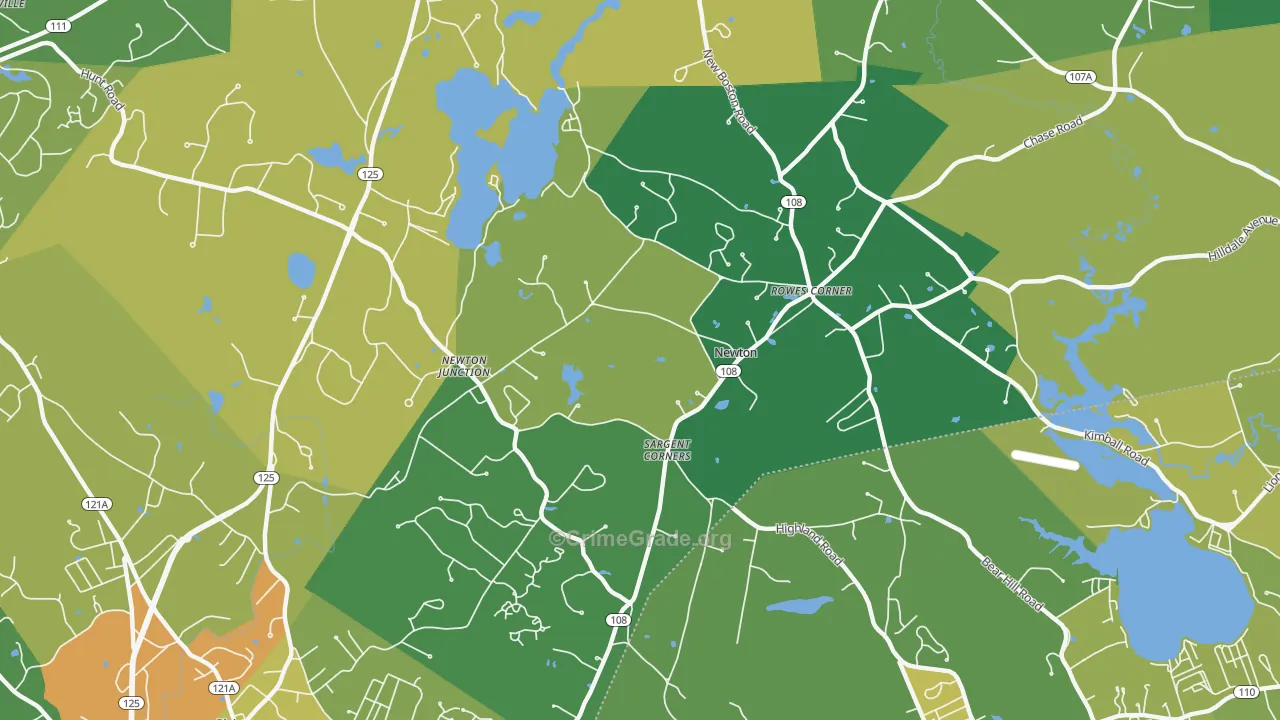 Newton, NH Map of Drug-Related Crime Rates
