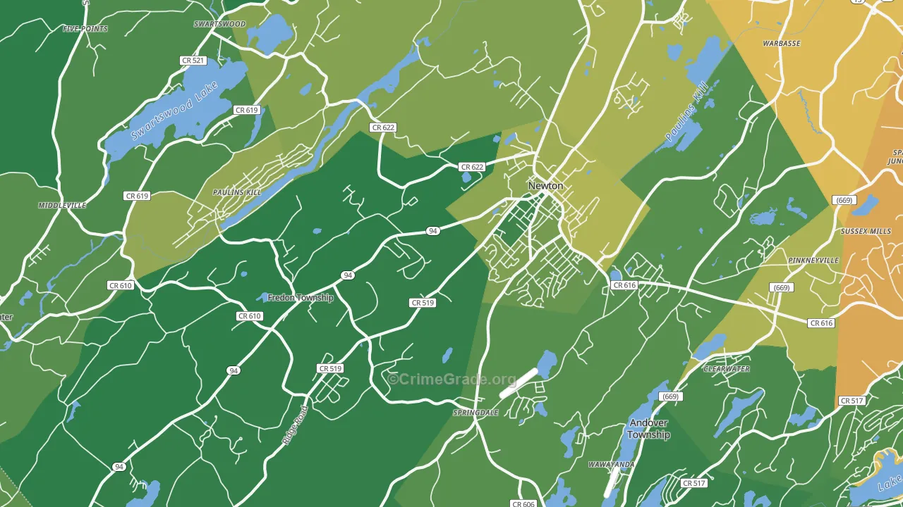 Newton, NJ Map of Drug-Related Crime Rates