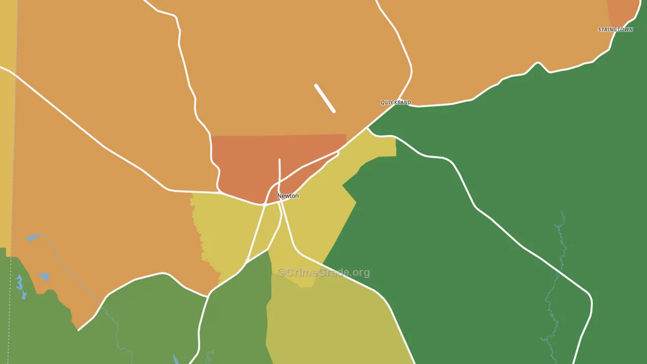 Newton, TX Map of Drug-Related Crime Rates