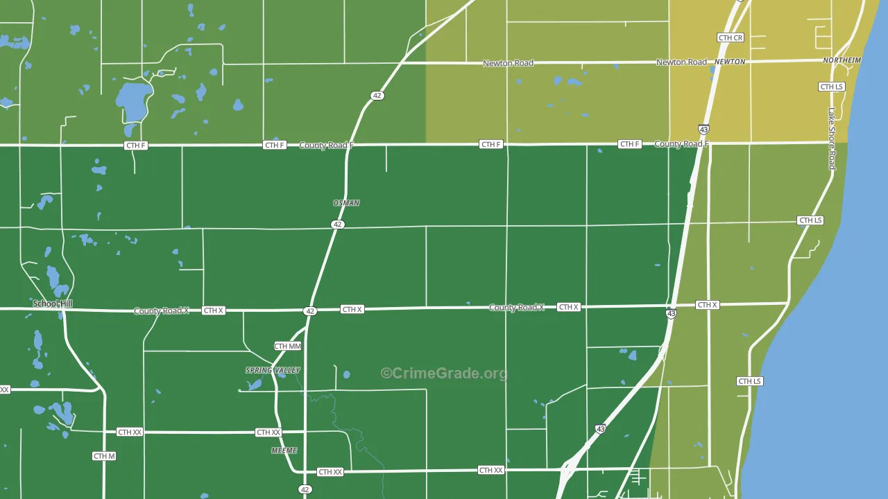 Newton, WI Map of Drug-Related Crime Rates