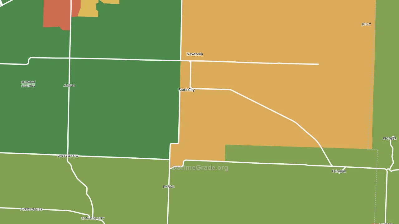 Newtonia, MO Map of Drug-Related Crime Rates
