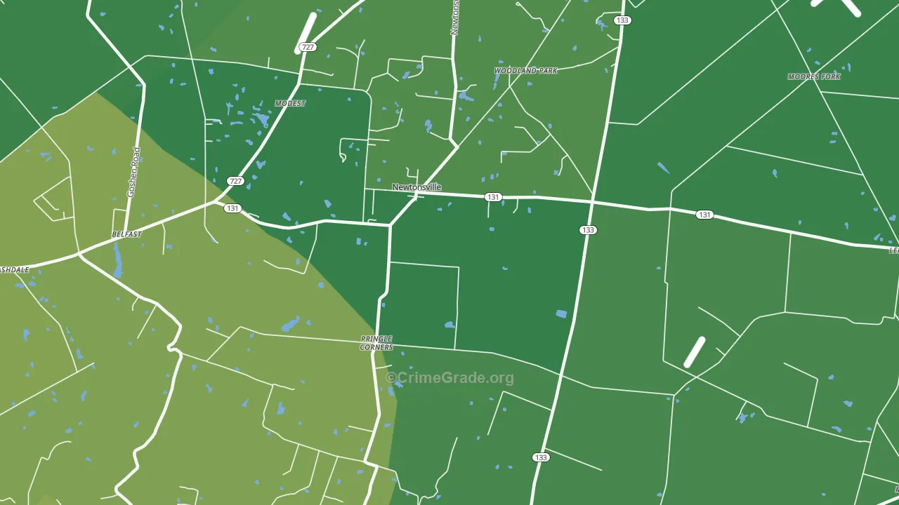Newtonsville, OH Map of Drug-Related Crime Rates