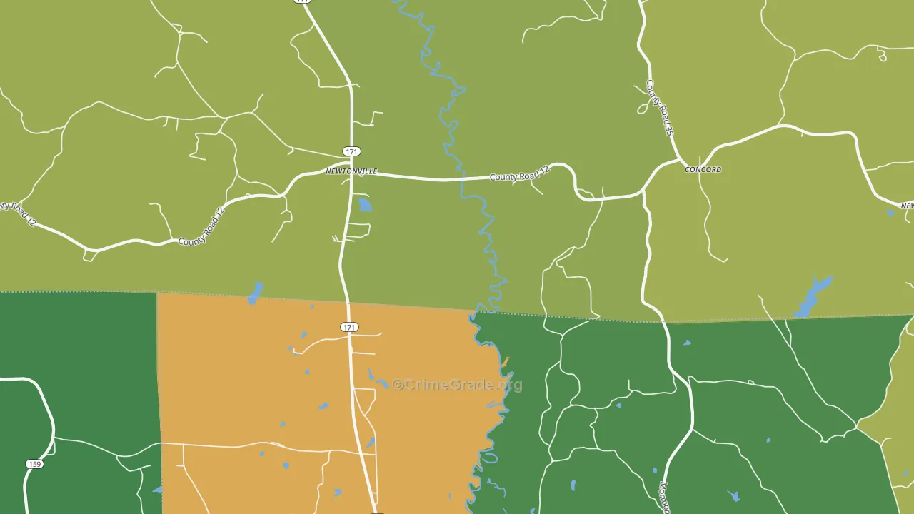 Newtonville, AL Map of Drug-Related Crime Rates
