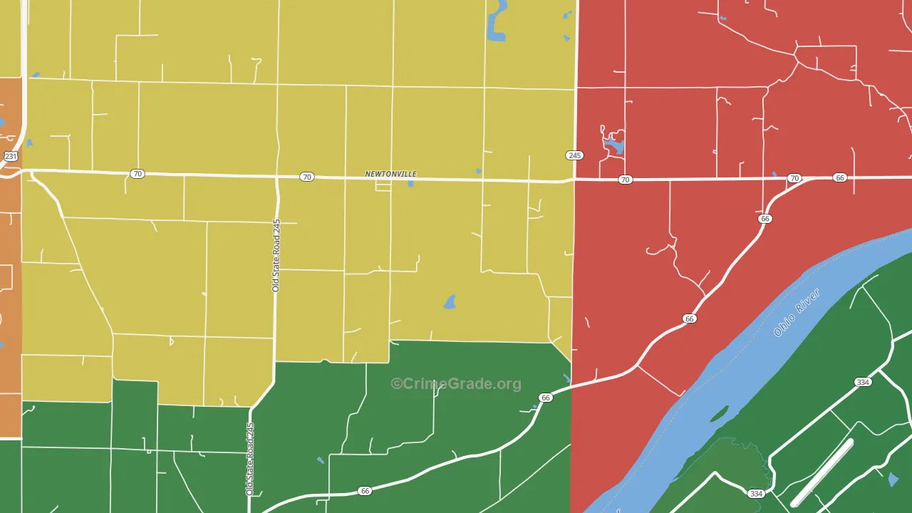 Newtonville, IN Map of Drug-Related Crime Rates