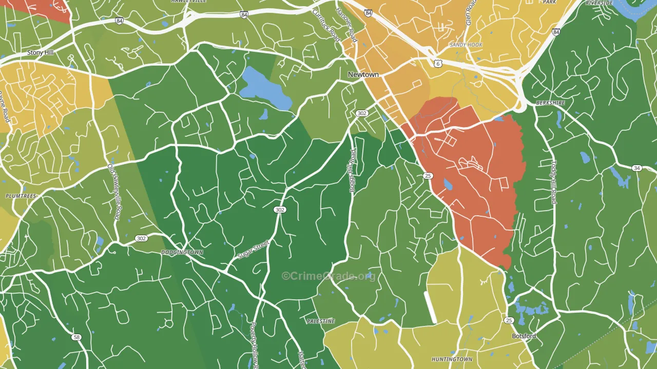 Newtown, CT Map of Drug-Related Crime Rates