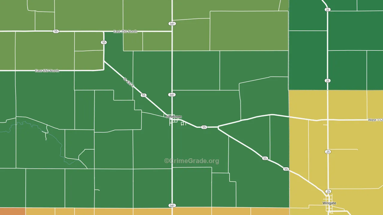 Newtown, IN Map of Drug-Related Crime Rates