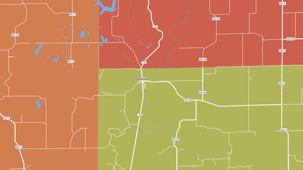 Newtown, MO Map of Drug-Related Crime Rates