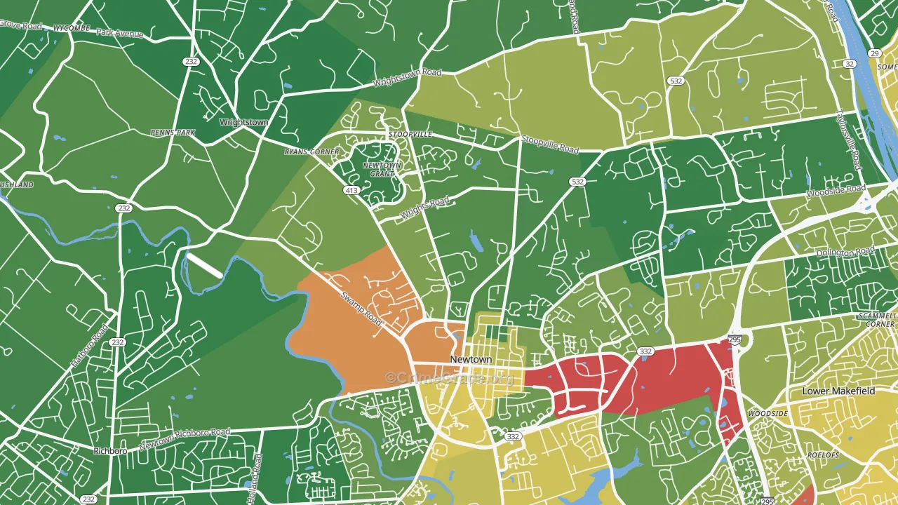 Newtown, PA Map of Drug-Related Crime Rates