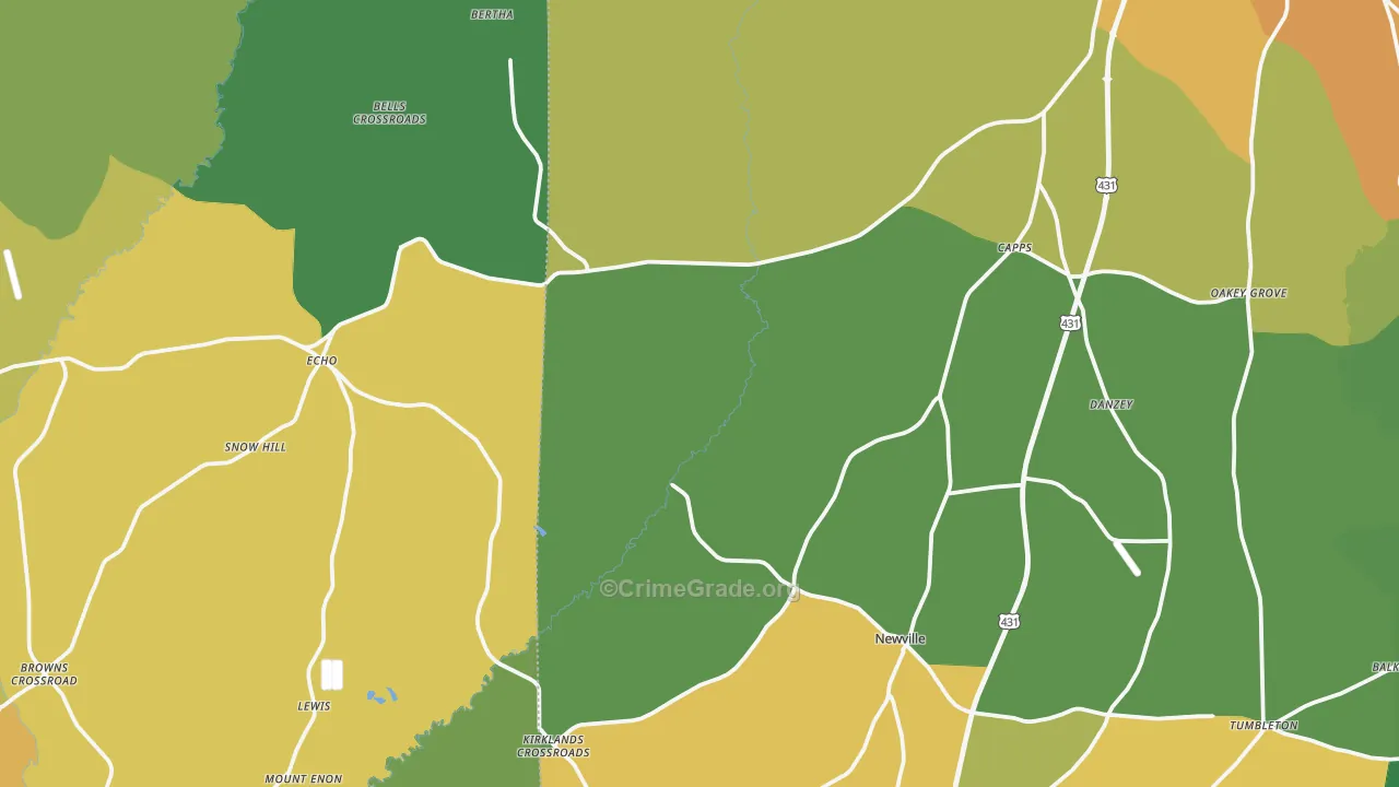 Newville, AL Map of Drug-Related Crime Rates