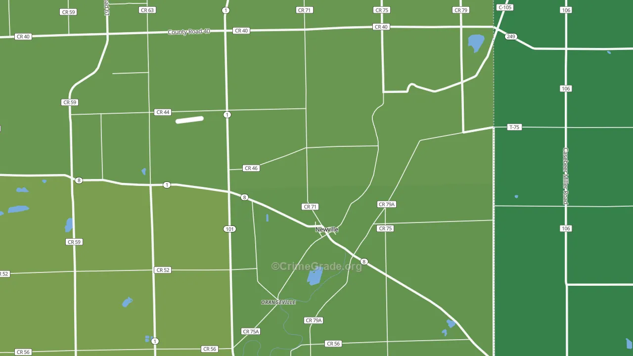 Newville, IN Map of Drug-Related Crime Rates