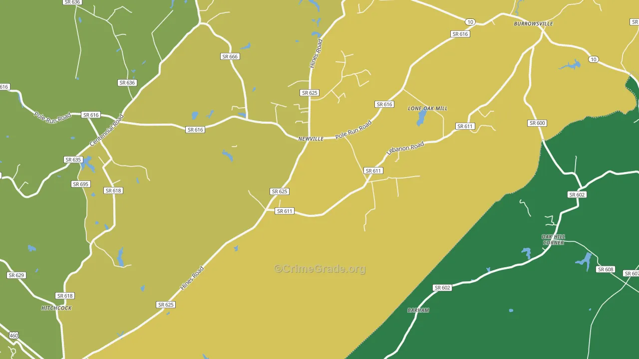 Newville, VA Map of Drug-Related Crime Rates