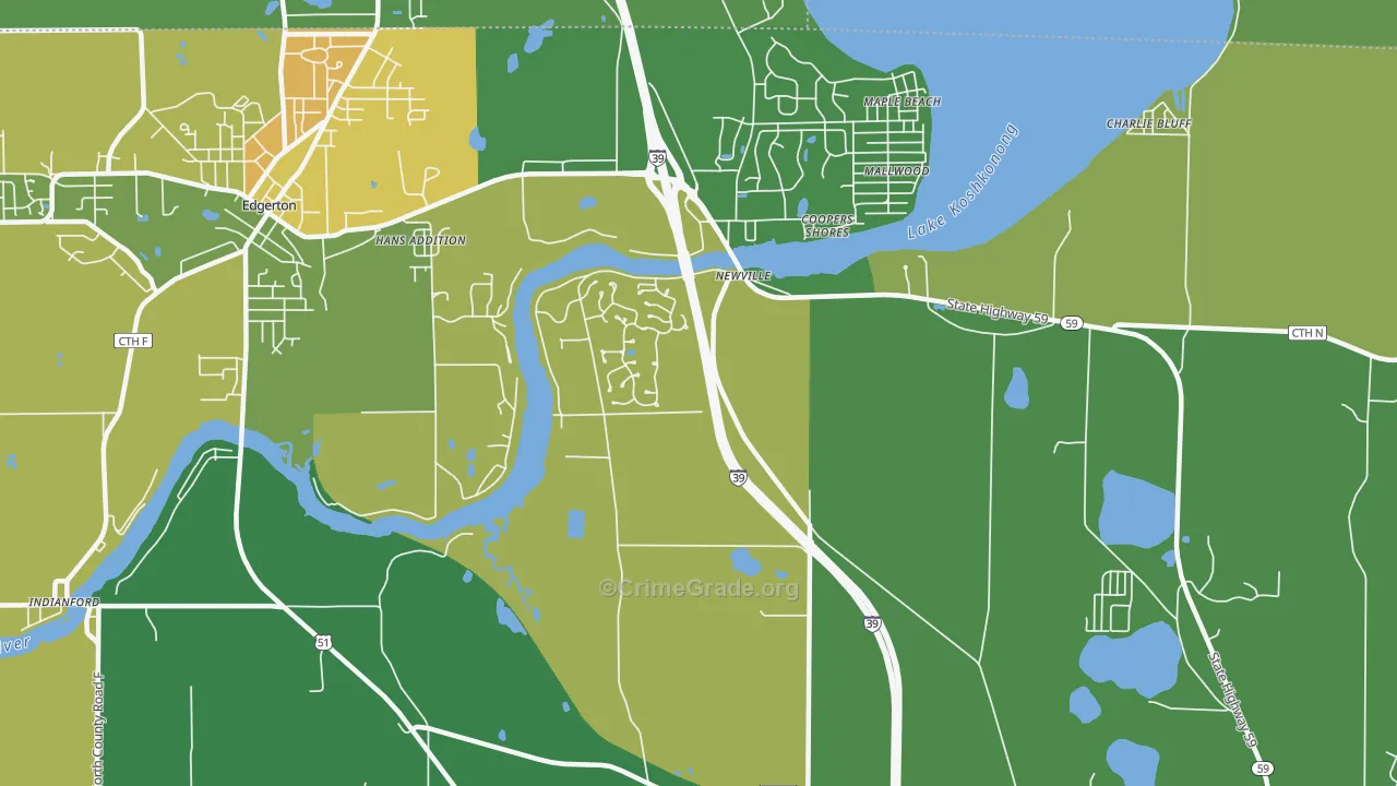 Newville, WI Map of Drug-Related Crime Rates
