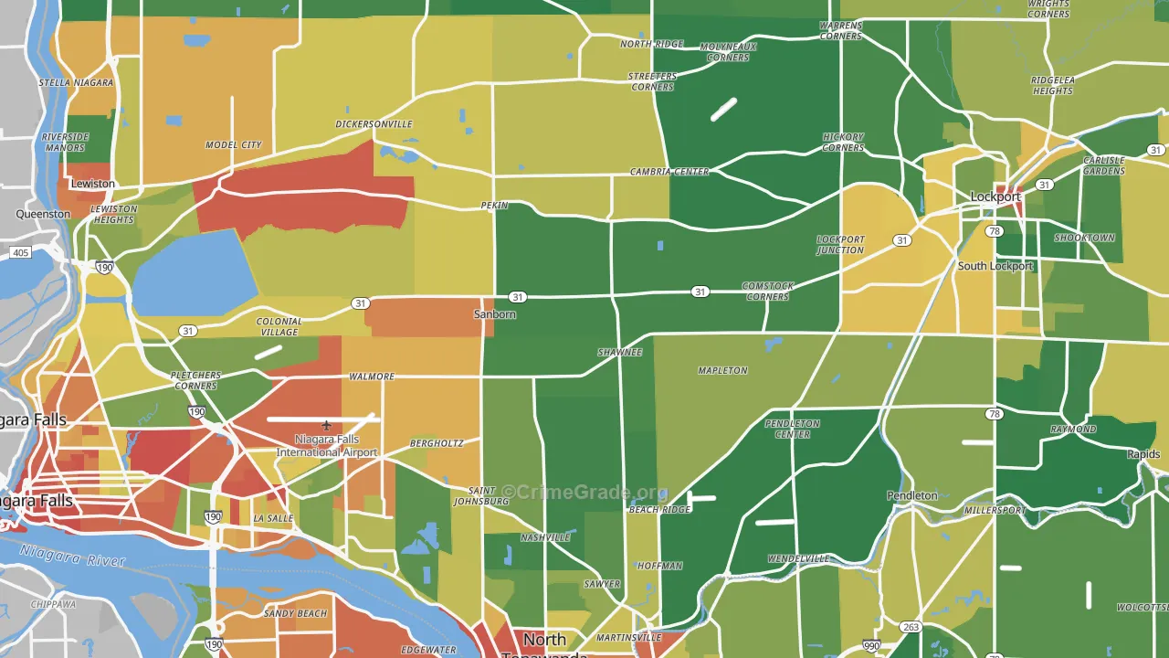 Niagara County, NY Map of Drug-Related Crime Rates