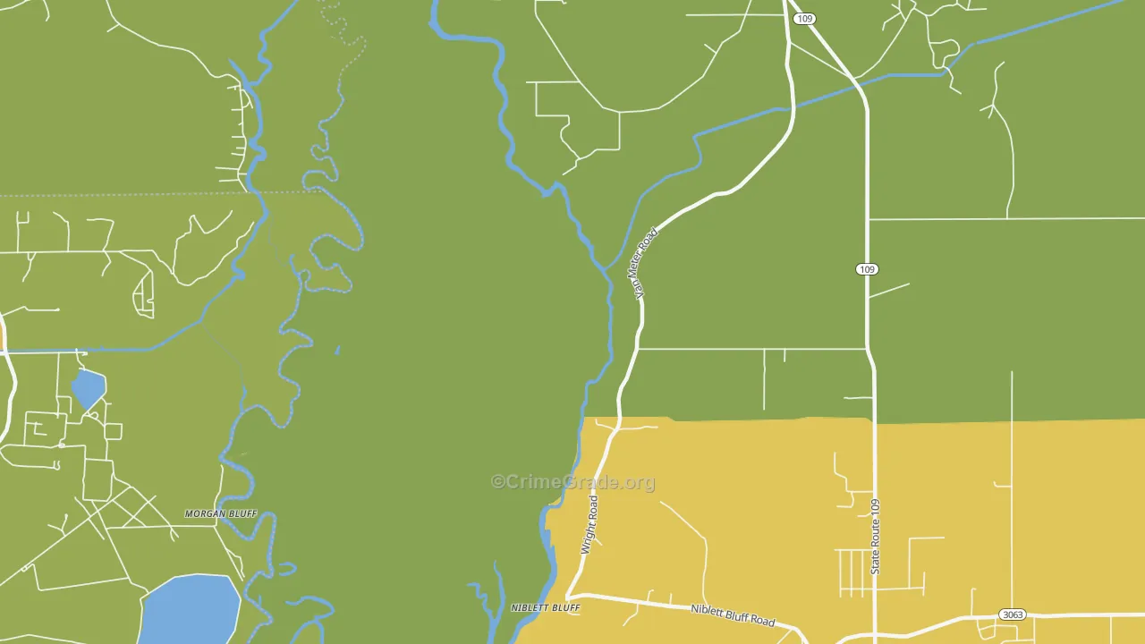 Niblett Bluff, LA Map of Drug-Related Crime Rates