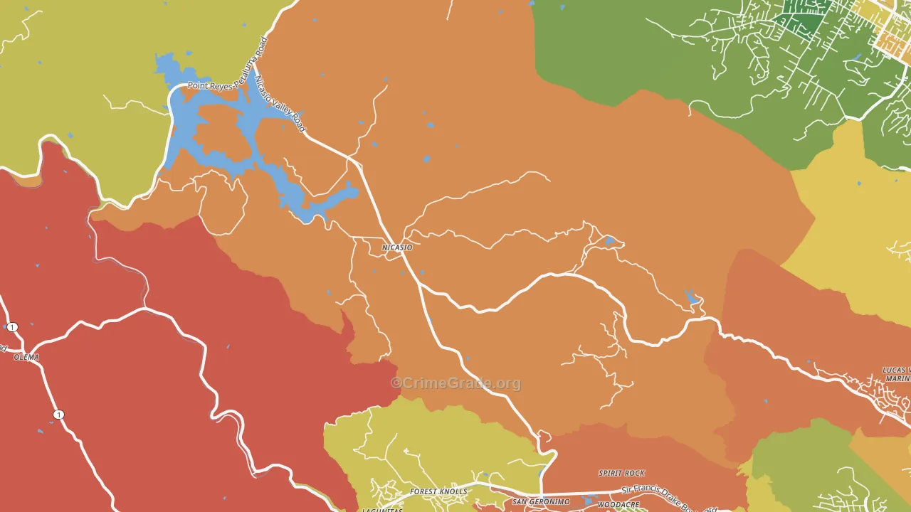 Nicasio, CA Map of Drug-Related Crime Rates