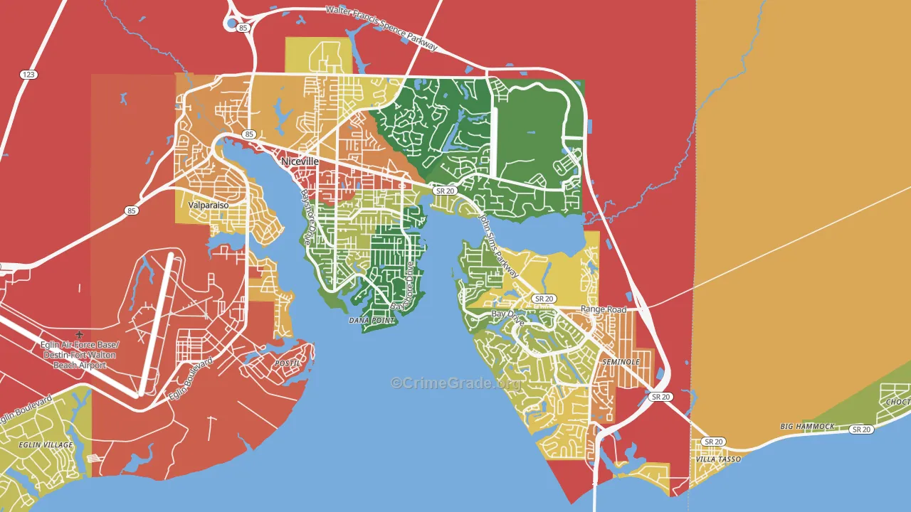Niceville, FL Map of Drug-Related Crime Rates