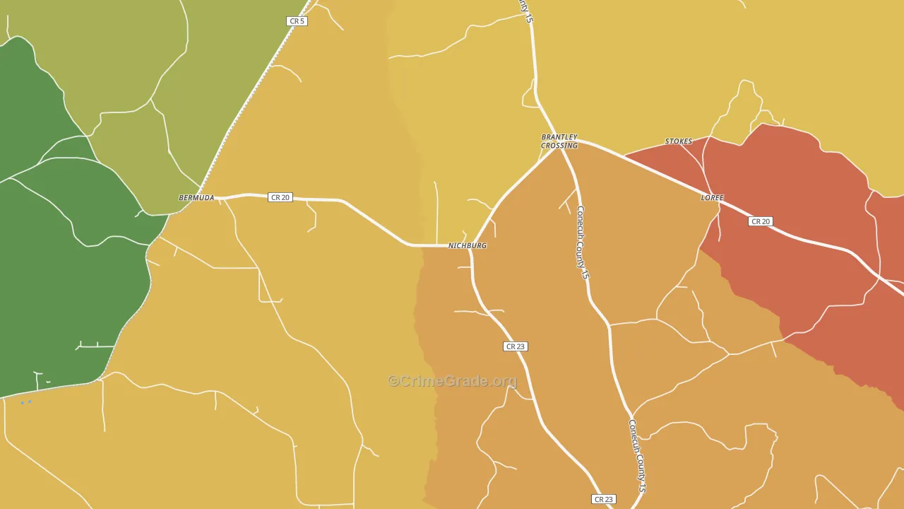 Nichburg, AL Map of Drug-Related Crime Rates