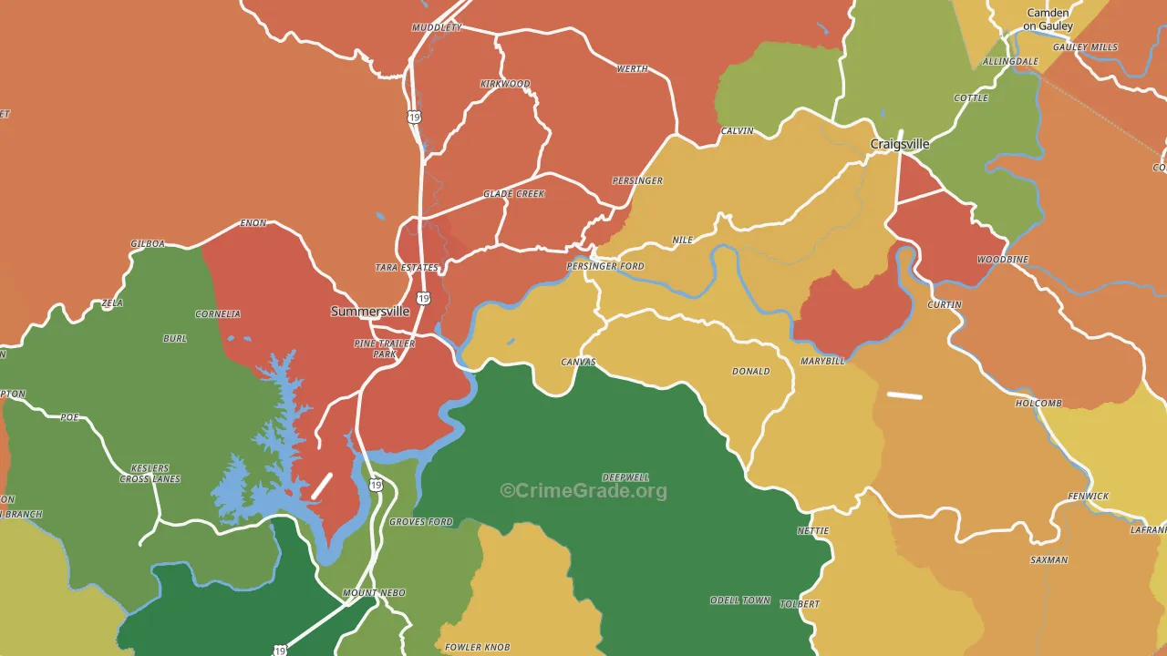 Nicholas County, WV Map of Drug-Related Crime Rates