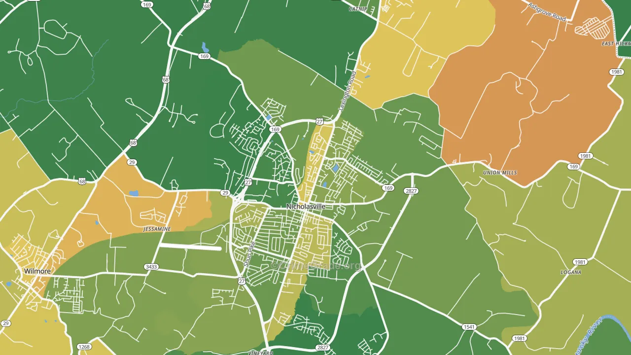 Nicholasville, KY Map of Drug-Related Crime Rates