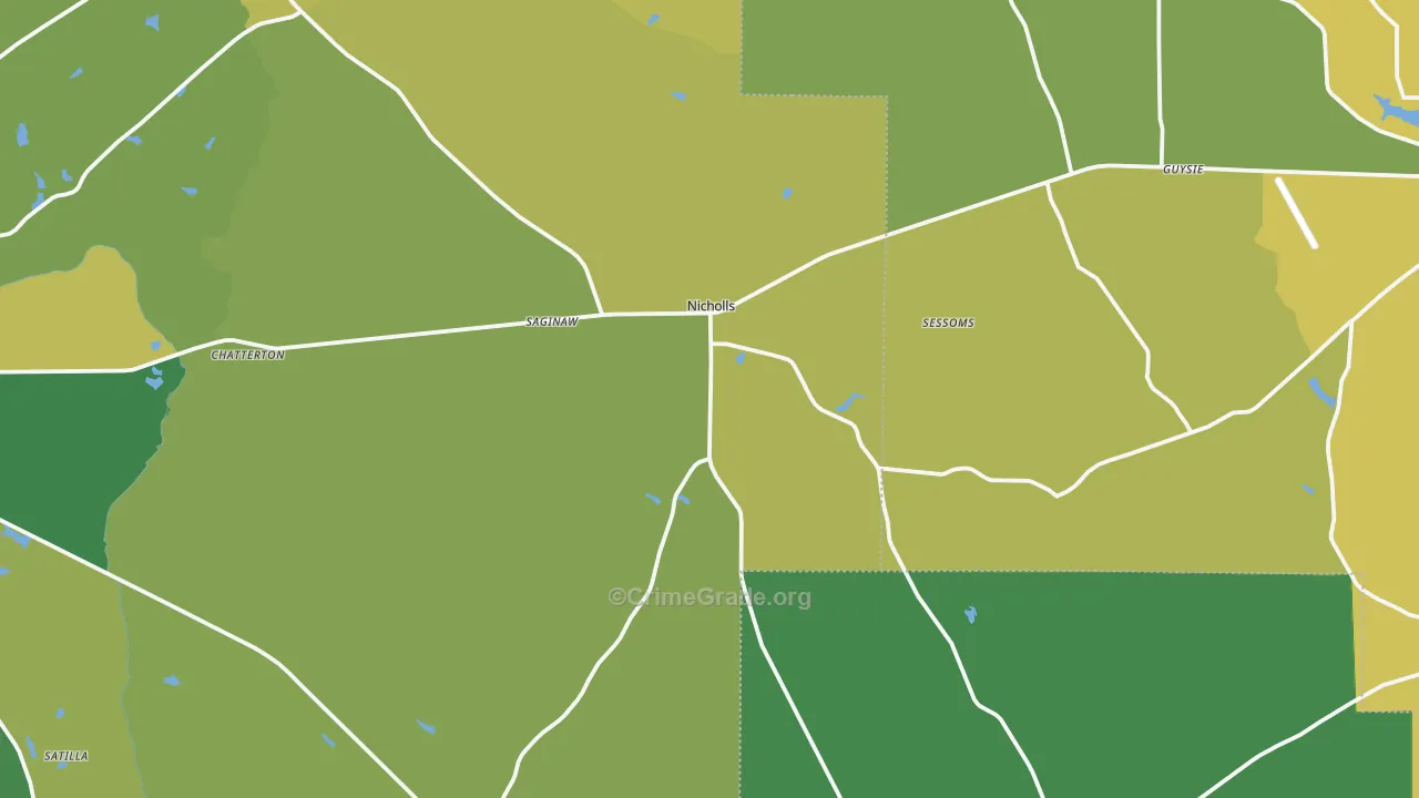 Nicholls, GA Map of Drug-Related Crime Rates