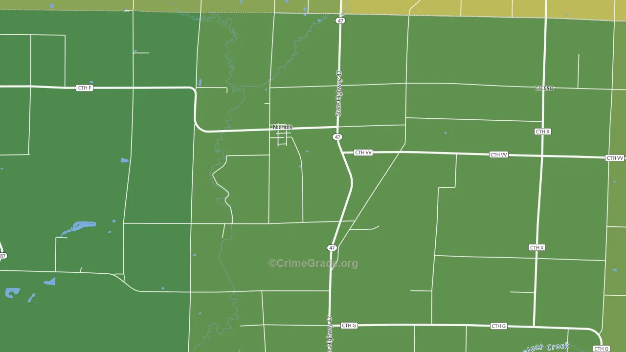 Nichols, WI Map of Drug-Related Crime Rates