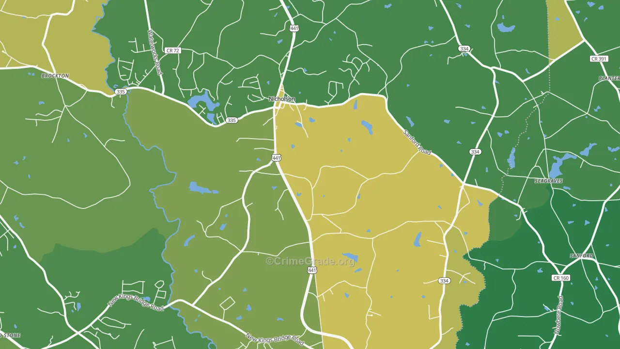 Nicholson, GA Map of Drug-Related Crime Rates