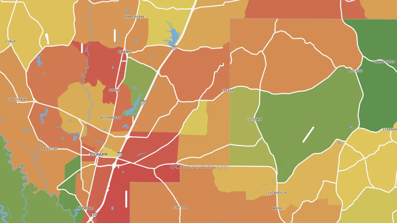 Nicholson, MS Map of Drug-Related Crime Rates