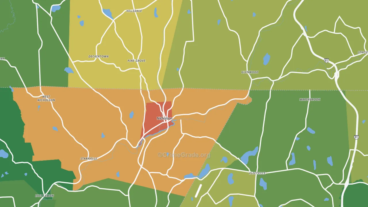 Nicholson, PA Map of Drug-Related Crime Rates