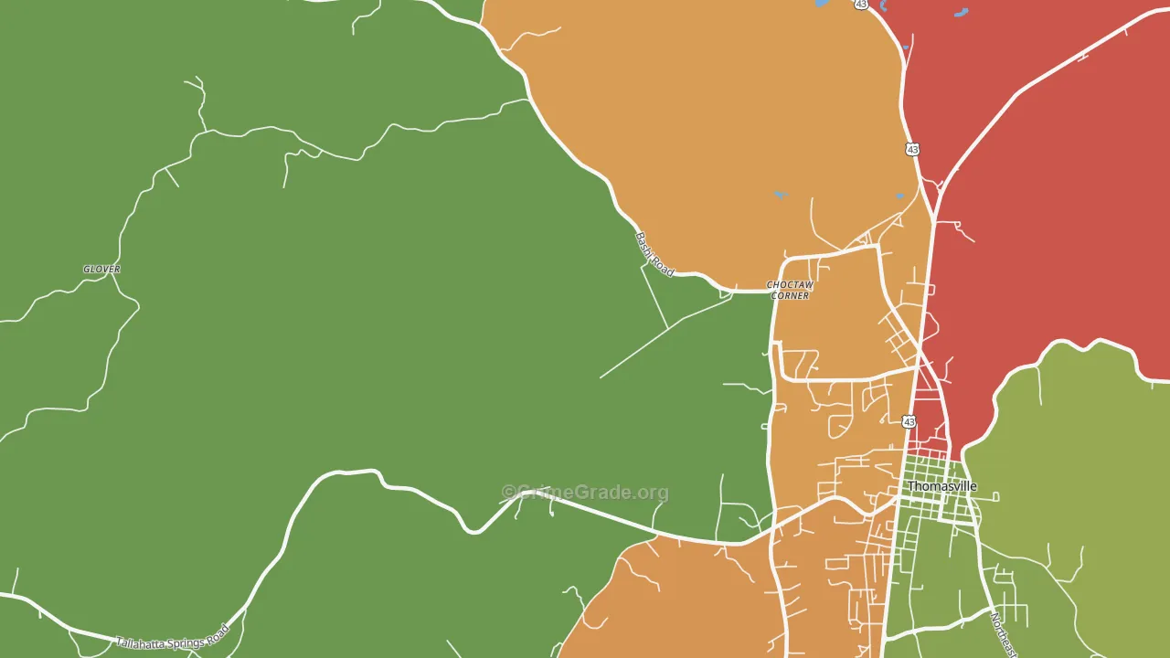 Nicholsville, AL Map of Drug-Related Crime Rates