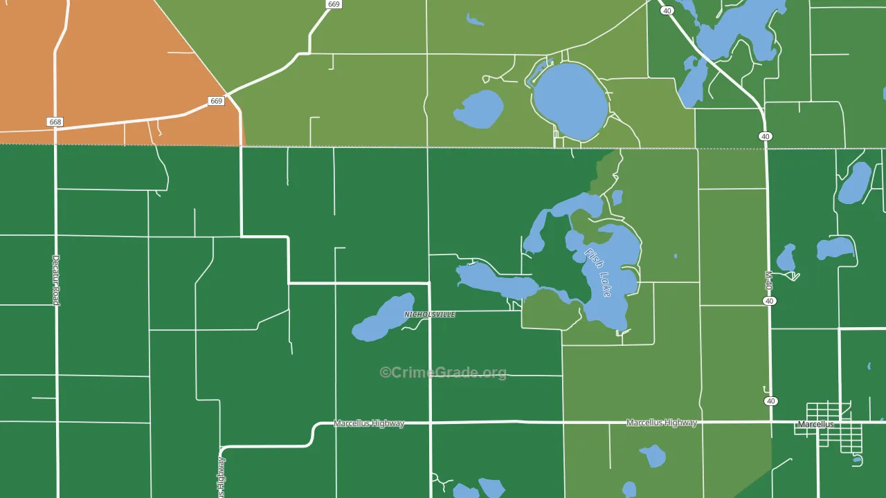 Nicholsville, MI Map of Drug-Related Crime Rates
