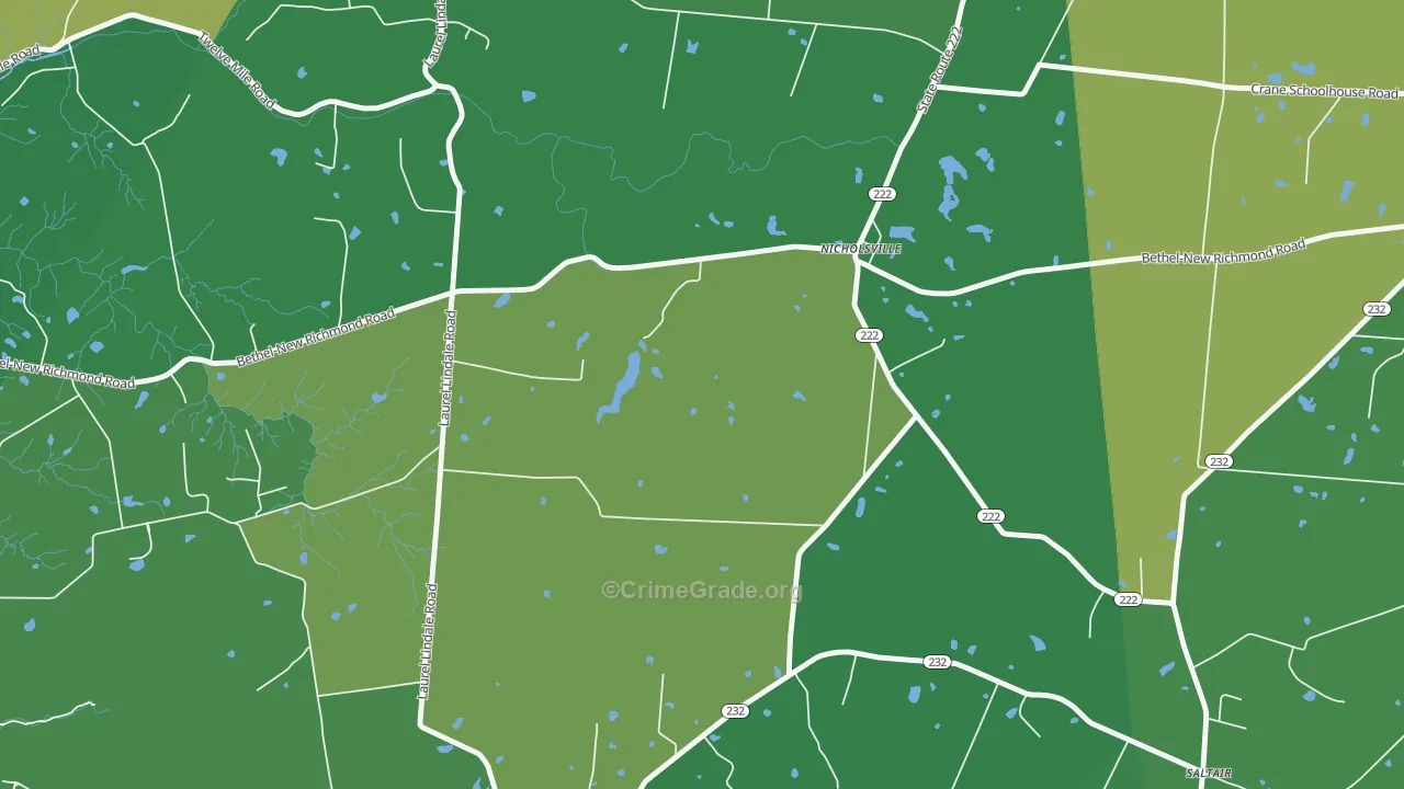 Nicholsville, OH Map of Drug-Related Crime Rates