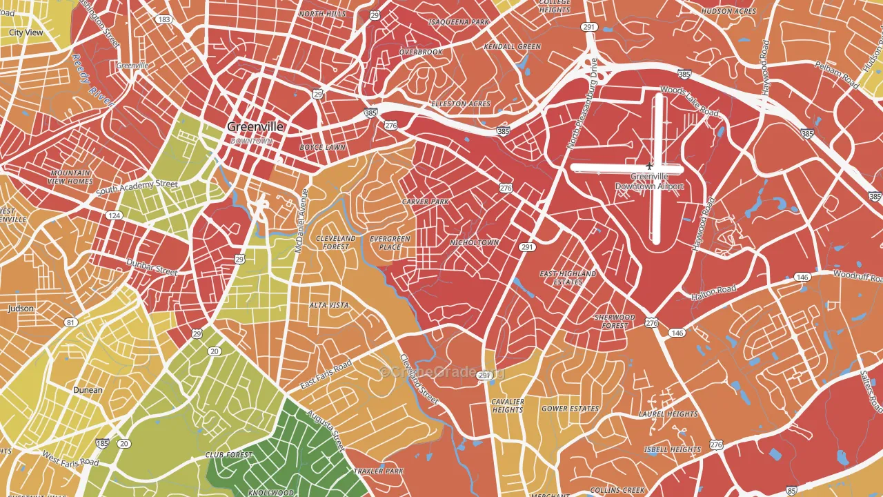 Nicholtown, Greenville, SC Map of Drug-Related Crime Rates