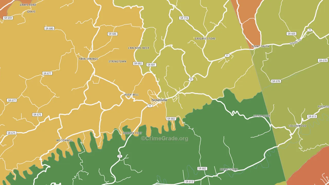 Nickelsville, VA Map of Drug-Related Crime Rates