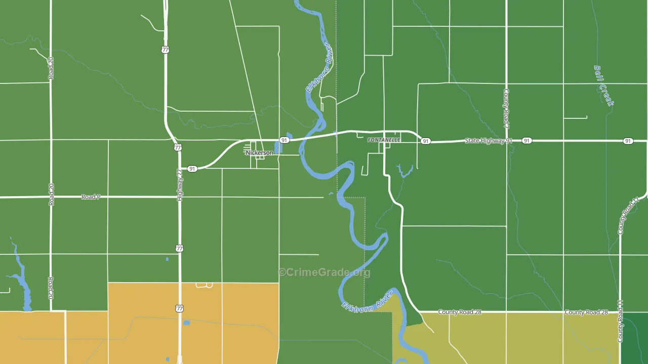 Nickerson, NE Map of Drug-Related Crime Rates
