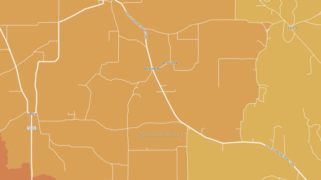 Nickleberry, TX Map of Drug-Related Crime Rates