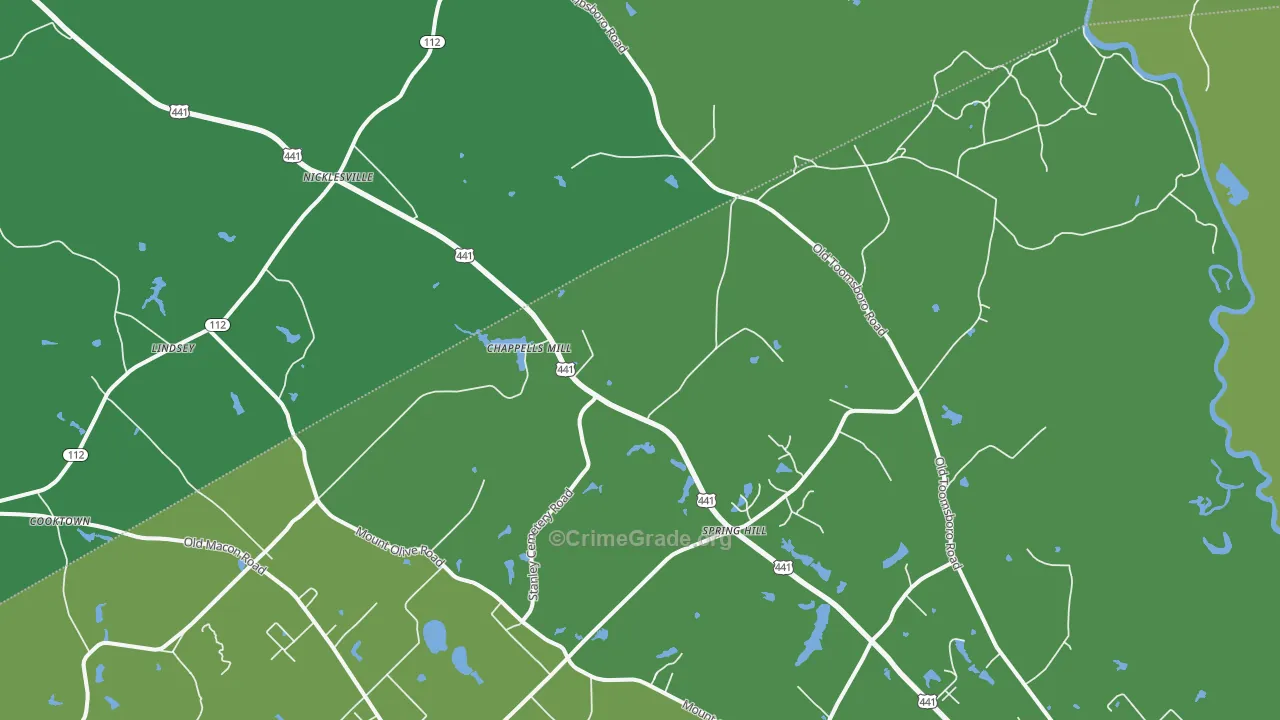 Nicklesville, GA Map of Drug-Related Crime Rates