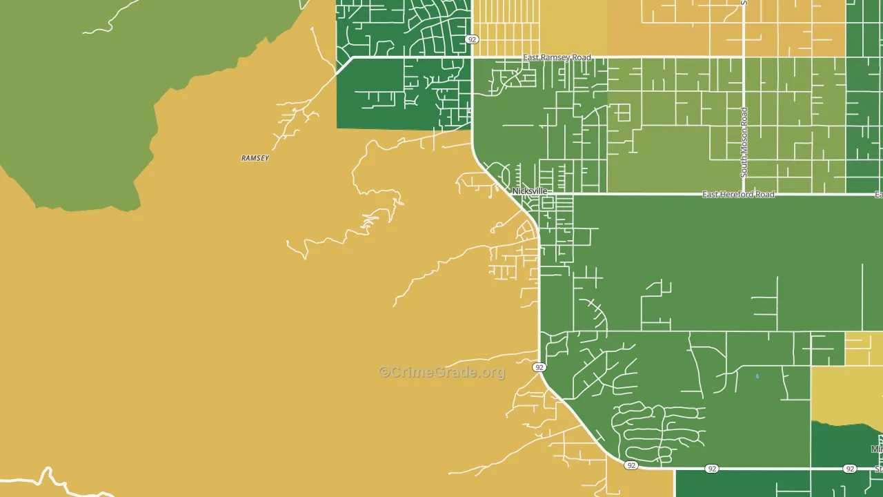 Nicksville, AZ Map of Drug-Related Crime Rates