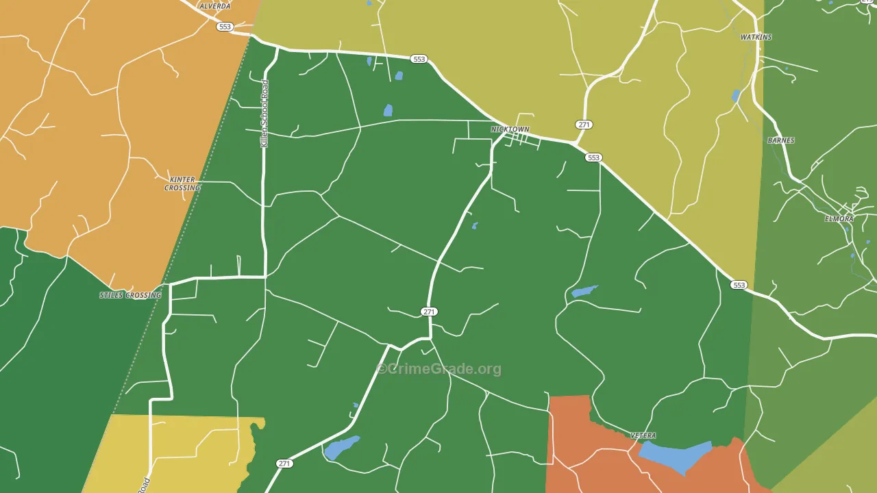 Nicktown, PA Map of Drug-Related Crime Rates