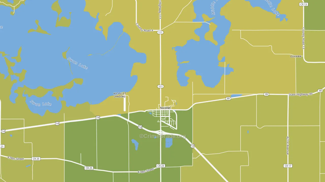 Nicollet, MN Map of Drug-Related Crime Rates